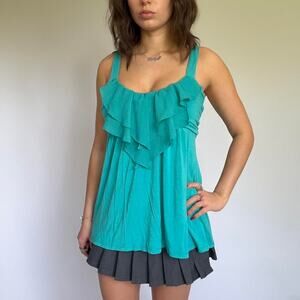 DMBM Turquoise Ruffle Tank Top
